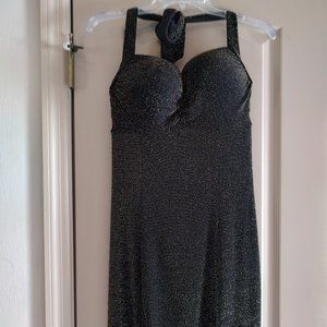 "VICTORIA'S SECRET" BLACK/GOLD METALLIC HALTER DRESS